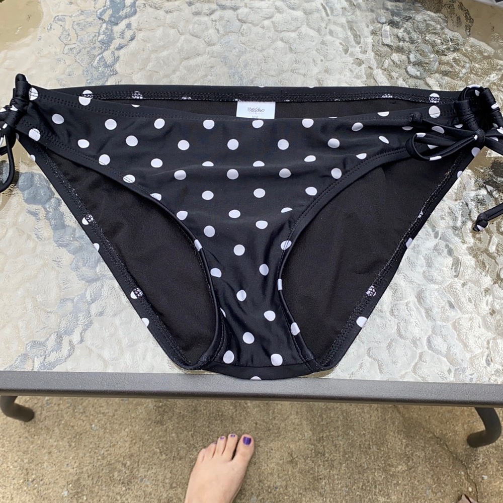 Mossimo Black n white polka dot tie sides bikini size Med